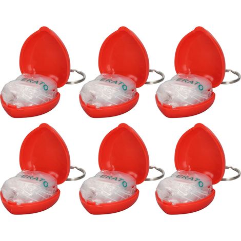 Lot de 6 visières de réanimation cardiopulmonaire portables et hygiéniques avec porte-clés (1/5)