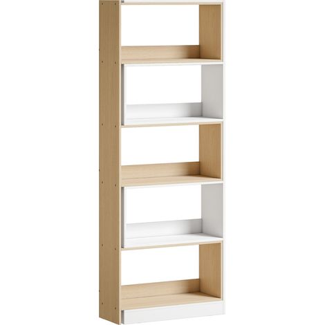 Libreria Angolare 67x67x163,7 cm a 5 Ripiani dal Design Modulabile e Salvaspazio in Legno Multicolore (1/5)