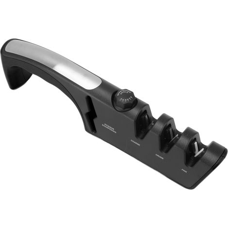 Affûteur de couteaux diamant noir ergonomique multifonctionnel réglable à 3 niveaux, outil de cuisine noir (1/5)