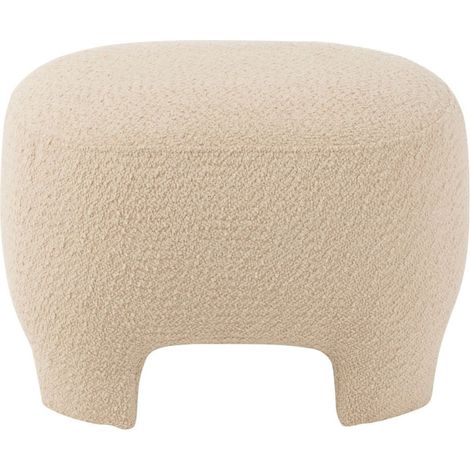 Pouf en tissu bouclette blanc cassé - EDELWEISS (1/5)