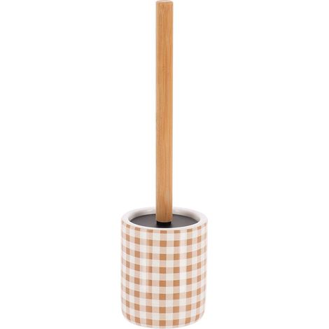 Spazzola per wc dolomite con manico in bambù stile vichy - ocra - Tendance (1/2)