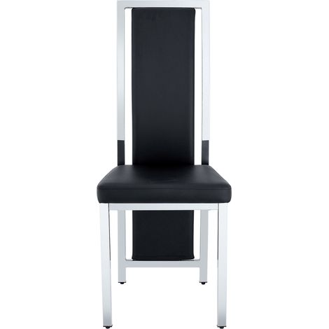 Juego de 4 sillas de comedor negras en PU con estructura metálica plateada 109 cm MODENUIT (1/5)