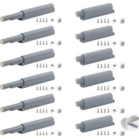 12 Pièces Poussoir Porte Placard, Verrous Magnétiques à Pression Amortisseur Placard Ouvrir Magnétique Loquets Push to Open Aimant Fermetures Pour Armoire Tiroir - (1/5)