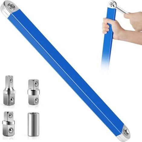 Clé à rallonge coudée, avec adaptateurs d'entraînement 1/2", 1/4" et 3/8", pour mécaniciens et garagistes (1/5)