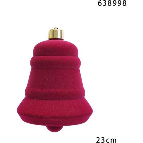 TRADE SHOP - Campana Natalizia 23cm Floccata Con Gancio Dorato Appendino Ornamento Decorazione Feste - Bordeaux (1/2)