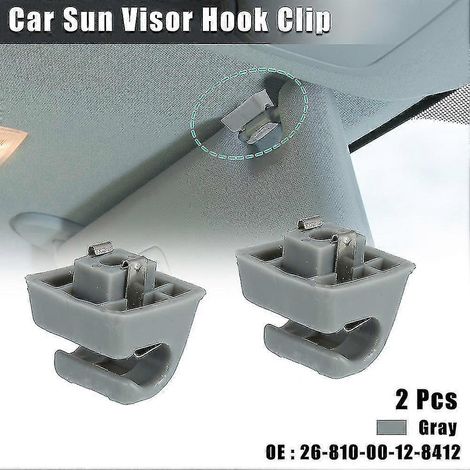 Lot de 2 clips de fixation pour pare-soleil de voiture, 26 x 26,5 x 37,6 mm, en plastique gris, pour Mercedes-Benz W123 W124. (1/4)