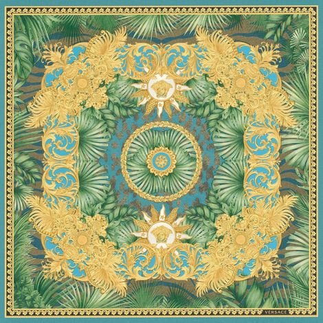 Papier peint baroque jungle Tapisserie imprimé léopard tigre bleu et marron Papier peint luxe à ornements idéal salon (1/2)