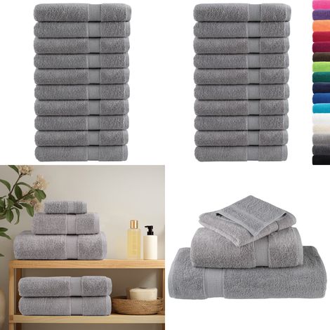 Premium-Handtücher SOLUND 10 Stk. Grau 100x200 cm 600 g/m² - Baumwolle - Handtücher - Badhandtücher - Strandtücher - Waschbare Handtücher - Home & Living (1/5)