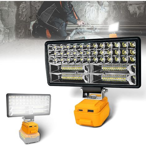 Lampe LED sans Fil pour Batterie 18V/20V, 90W Baladeuse Lampe 6800LM de Chantier Alimenté Par Pile, Projecteur Portable avec Charge Type C (1/5)