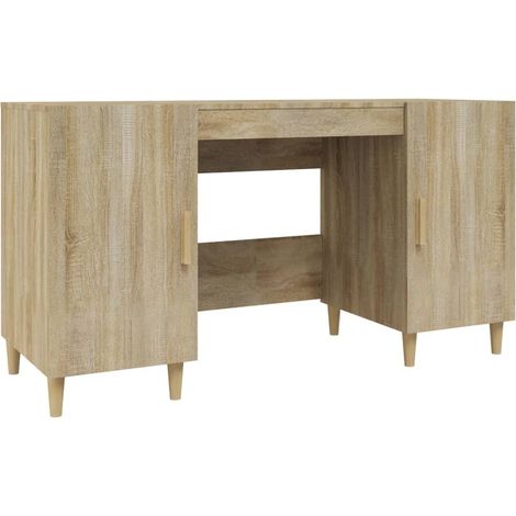 Bureau table poste de travail meuble d'ordinateur informatique étude chêne sonoma 140 x 50 x 75 cm bois d'ingénierie brun