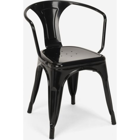 sillas con reposabrazos de acero para cocina y bar diseño moderno steel arm - Negro (1/5)