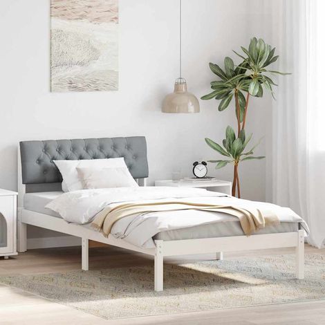 Bed frame White and light grey 100 x 200 cm Solid pine wood vidaXL (1/5)