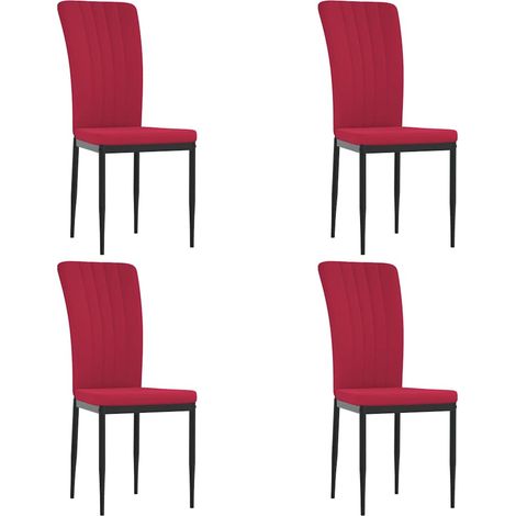 Lot de 4 Chaises de salle à manger - Chaises de cuisine Rouge bordeaux Velours (1/5)