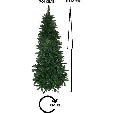 Albero di natale verde slim VARIE MISURE artificiale alto stretto SALVASPAZIO  folto pieno ignifugo apertura ad ombrello - MISURA: 210 CM
