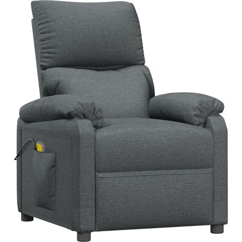Fauteuil de relaxation inclinaison manuelle 6 points de massage en tssu gris foncé DEC029208 (1/5)