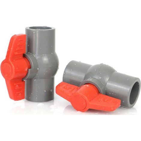Vanne à bille en PVC, raccord de tuyauterie, type compact, vanne d'arrêt pour conduite d'eau froide (Gris 32mm) (1/4)