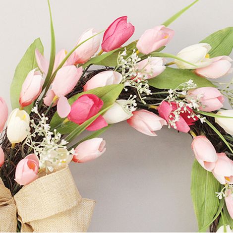 Tulpenkranz, dekorativer Tulpenkranz, künstlicher Tulpenkranz, dekorativer Blumenkranz (1/5)