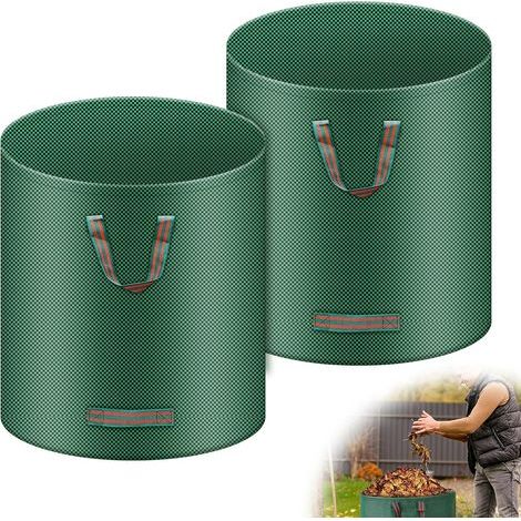 Set mit 2 reißfesten Gartensäcken, 500 l Gartenabfallsäcke, freistehend, großer Sack mit Griffen, wasserdicht, faltbar und wiederverwendbar, 150 g/m² Gartenpflanzensäcke (2) (1/5)