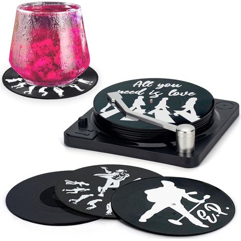 Valdivia Retro Vinyl Schallplatte Untersetzer 6er Set mit Geschenk Box (1/5)