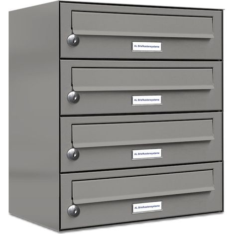 4er Premium Briefkasten Aluminiumgrau RAL Farbe 9007 für Außen Wand Postkasten 1x4 L (1/5)