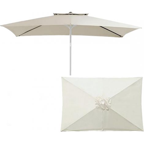 Toile de rechange pour parasol, rectangulaire 2 x 3 m, pour plage, piscine, terrasse, jardin, beige (1/5)