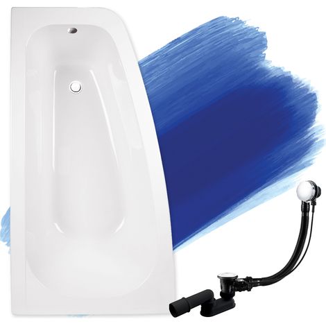Baignoire Bain d'angle 150x80 Gauche, Siphon de bain et pieds (support) - Set 3en1 - Fabriqué en UE - BADLAND LUNA