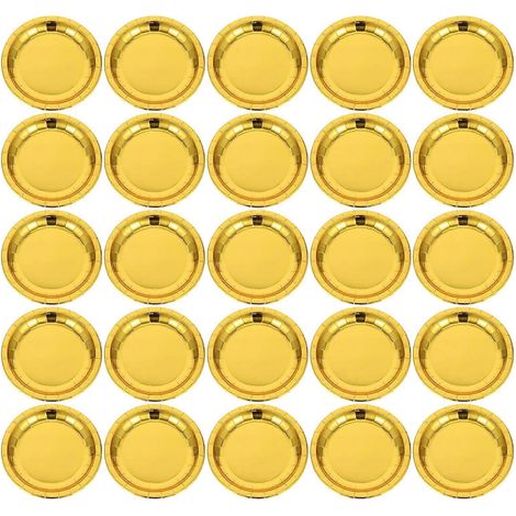 Lot de 30 assiettes jetables multifonctions pour desserts, pratiques et idéales pour les fêtes.-18X18X1CM-Golden (1/3)