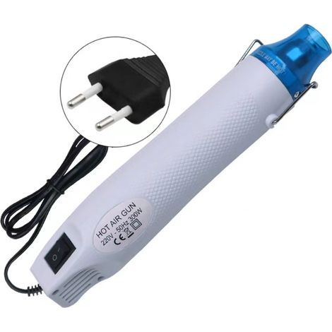 Mini Pistolet à air Chaud électrique 300W Décapeur Thermique Portatif température Pistolet à air Chaud DIY pour séchage de la Peinture, Caoutchouc Stamp,Argile chauffante (Blanc) (1/5)