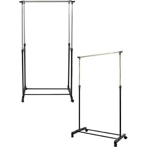 Perchero extensible con ruedas, Altura regulable – Burro ropa con estante  Doble dos estantes - (1/5)