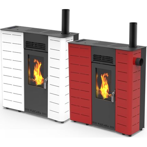 Stufa a pellet canalizzata Vulcania Slim EVO 9,7 kW - - Bianco (1/5)