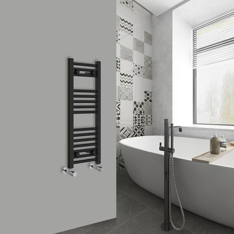 WarmeHaus Straight Black Bathroom Ladder Radiator 800x300mm (1/5)