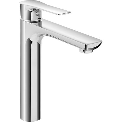 Miscelatore lavabo alto Flat in ottone cromo con piletta click clack (1/5)
