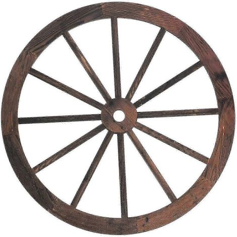 Décoration murale vintage en forme de roue de chariot en bois pour une maison de style rustique et champêtre (1/4)