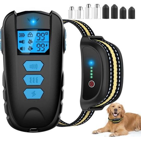 Collier Anti Aboiement Chien, Collier Eléctrique avec Télécommande de 800M Étanche IPX7 Rechargeable avec 3 Modes (1/4)