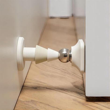 Arret Porte Magnetique Butée de Porte Sans Percer Stop Porte Magnetique sol Silencieux et Sans Coup de Poing (Blanc) (1/5)