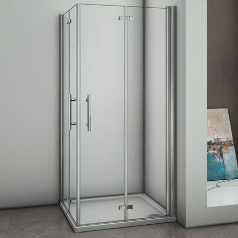90X90X197cm Duschkabine Eckeinstieg Dusche 180°Falttür Duschwand Duschabtrennung 6mm NANO-Glas (1/4)