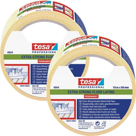 Nastro biadesivo resistente Tesa per tappeti, 10 m, 50 mm, 2 pezzi.