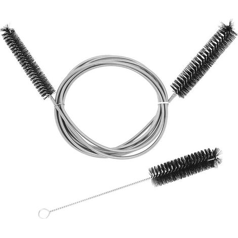 Brosse de Nettoyage, 200 cm Brosse Nettoyage de Tuyau en Acier Inoxydable, avec Deux têtes de Brosse, pour tuyaux, conduites d'eau, robinets (1/5)