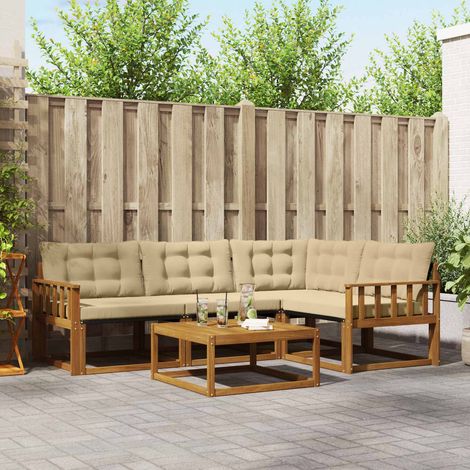 vidaXL Set di divani da esterno con cuscino 5 pcs Naturale e