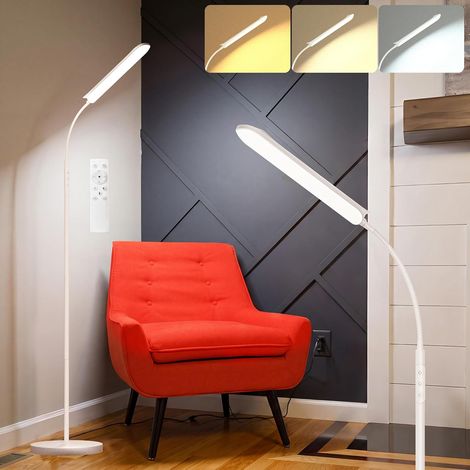 Lampadaire Blanc 18W 1800 LM, Dimmable LED Lampe de Sol 2700K à 6500K Températures de Couleur avec Télécommande et Contrôle Tactile et 1H Minuterie, Lampadaire Haut pour Salon Chambre (1/5)