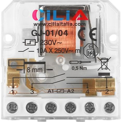 Télérupteur Encastrable 4 Séquences 230V, Relais à Impulsion Séquentiel 10A, 2 Contacts NO (2 Phases), Module de Commande Éclairage pour Boutons Poussoirs (1/5)