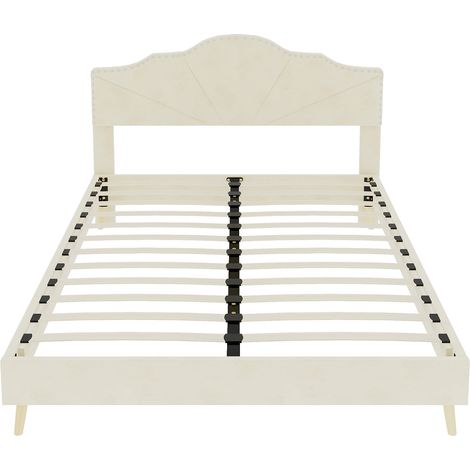 Letto imbottito moderno beige 140x200 cm con materasso incluso MODENUIT (1/5)