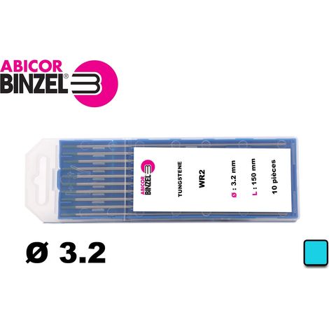 Electrodes en tungstène WR2 de 3,2 mm (10 pièces) – Turquoise – Compatible AC/DC pour aluminium et acier – GYS 044616