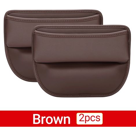 (Marron, lot de 2) Organisateur de siège auto pour Tesla Model 3, Y, X et S (2016-2023) : boîte de rangement avec poches étanches et accessoires. (1/5)