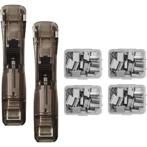 Distributeur de pinces avec 200 clips de rechargeréutilisables, Convient pour l'étanchéité des aliments de cuisine,Distributeur de pinces poussoir pour le bureau l'écoleDistributeur depinces à papier (1/5)