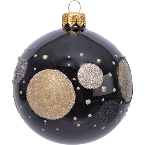 Palline nera con pianeti glitter Ø8 cm