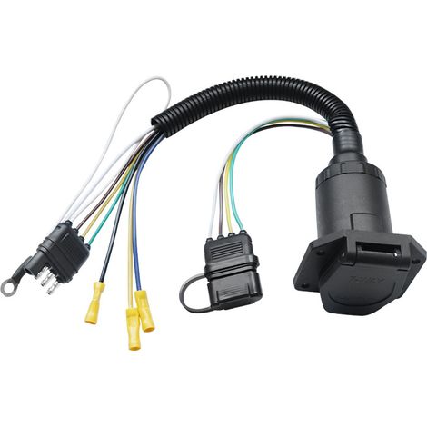 4-auf-7-Wege-Auto-Anhänger-Adapter, 7-adrige Anhängersteckdose, 6–24 V, 4-auf-7-Wege-Anhänger-Flachadapter-Buchse, Konverter, Kabelanschluss, passend für Anhängerkupplung