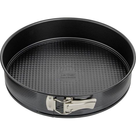 Moule à gâteau rond de 24 cm 1 pièce Acier revêtu Ouverture à charnière Pour pâtisserie maison Noir (1/5)