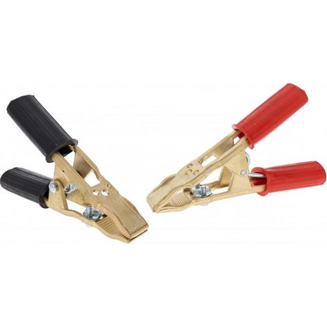 Oc-Pro – Pinces de démarrage en laiton 400A – Lot de 2 pinces – Conductivité élevée pour câbles jusqu'à 50 mm² – Couleur rouge et noire
