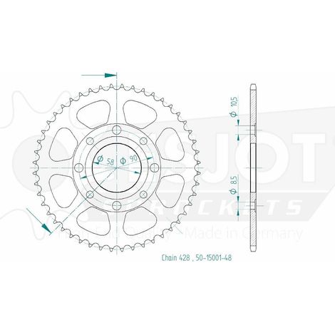 Couronne Acier TT Honda - 428 - 48 Dents - Similaire JTR269